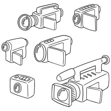 Vector set of video camera Stock Illustration