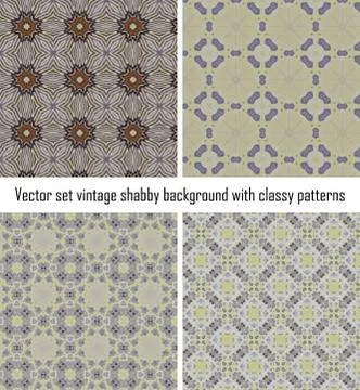 Vector set vintage background classical patterns Stock Illustration