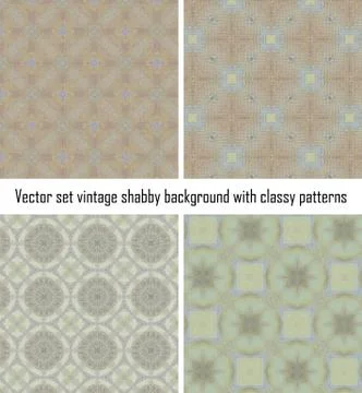 Vector set vintage background classical patterns Stock Illustration
