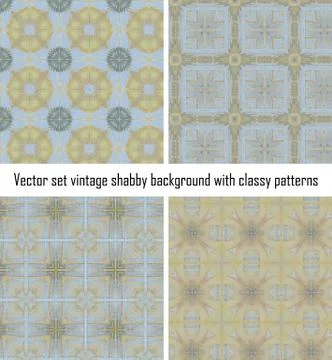 Vector set vintage background classical patterns Stock Illustration