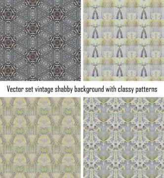 Vector set vintage background classical patterns Stock Illustration