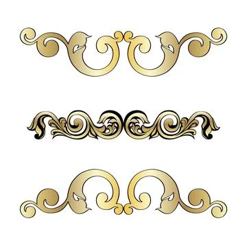 Vector set of vintage baroque corners and dividers. Stock Illustration
