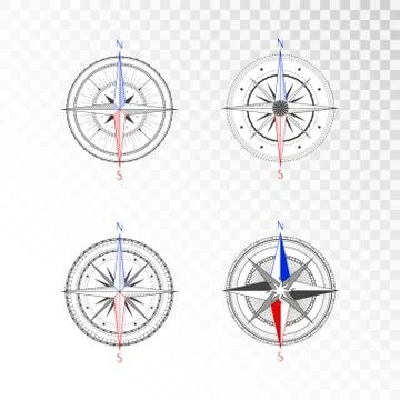 Vector set of vintage compasses. Stock Illustration