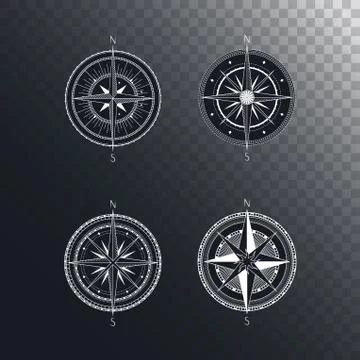 Vector set of vintage compasses Stock Illustration