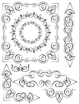 Vector set of vintage elements for design 스톡 일러스트