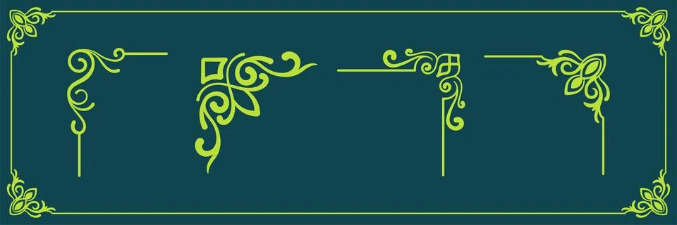 Vector set of vintage frames, corner ornaments Stock Illustration