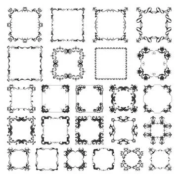 Vector set of vintage frames. Stock Illustration