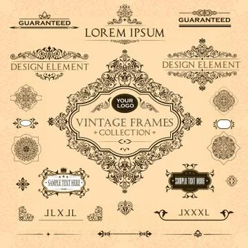 Vector set of vintage frames Stock Illustration