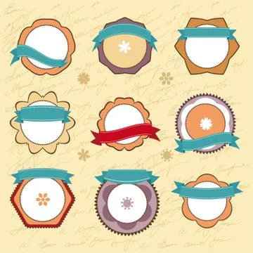 Vector set vintage labels on a beige background. vector Stock Illustration