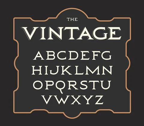 Vector set of vintage letters. Retro latin alphabet. Elegance old typeset. Serif Stock Illustration