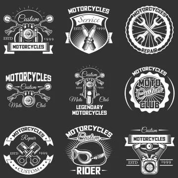 Vector set of vintage motorcycle service labels Stock Illustration