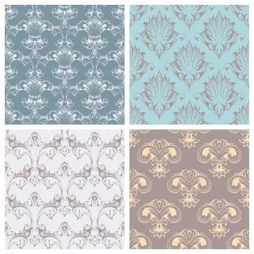 Vector set of vintage seamless patterns. Stock Illustration