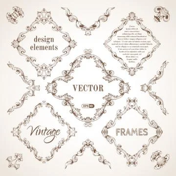Vector set of vintage sepia frames. Stock Illustration