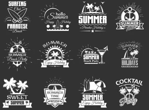 Vector set of vintage summertime labels, emblems Stock Illustration