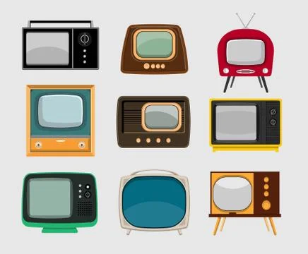 Vector set of vintage tv's Stock Illustration