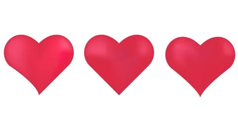 Vector. Set of volumetric red heart icons isolated on white background Stock Illustration