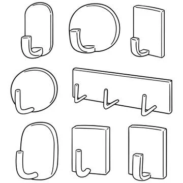 Vector set of wall hooks Stock Illustration