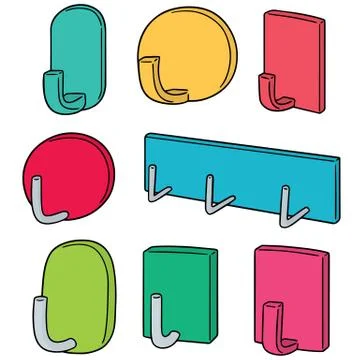 Vector set of wall hooks Stock Illustration