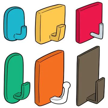 Vector set of wall hooks Stock Illustration