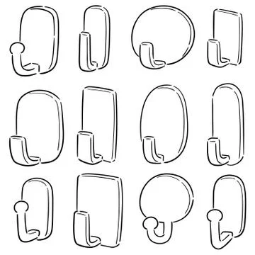 Vector set of wall hooks Illustrazione stock