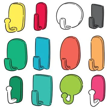 Vector set of wall hooks Stock Illustration