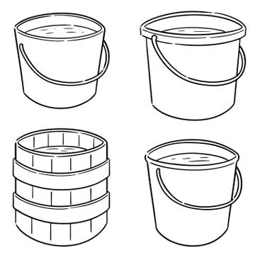 Vector set of water buckets Stock Illustration