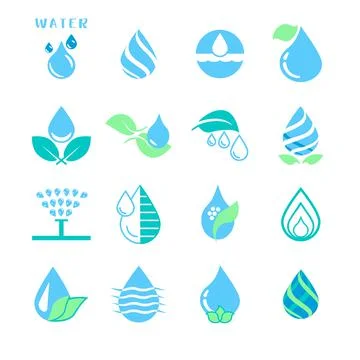Vector set of water drop icons Stock Illustration