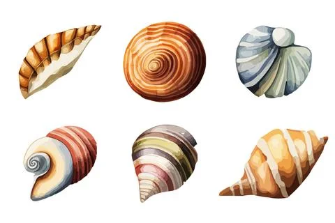 Vector set Watercolor underwater creatures, ocean. Stock Illustration