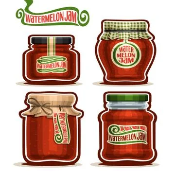 Vector set of Watermelon Jam 스톡 일러스트