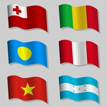 Vector set of wavy flags Stock Illustration