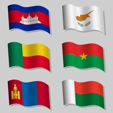 Vector set of wavy flags Stock Illustration