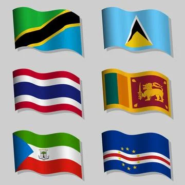 Vector set of wavy flags Stock Illustration