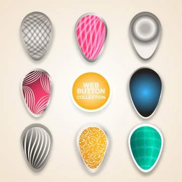 Vector set of web buttons different colors and patterns on the light gradie.. Stock Illustration