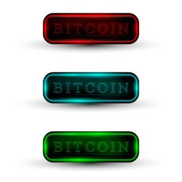 The vector set of web buttons with neon light Stock Illustration