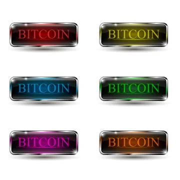 The vector set of web buttons with neon light Stock Illustration