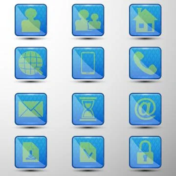The vector set of web buttons.Different symbols. Stock Illustration
