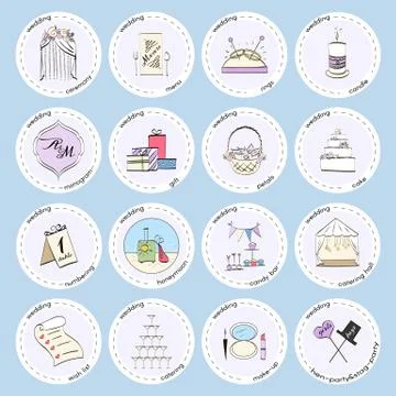 Vector set with wedding icons and elements Stock Illustration