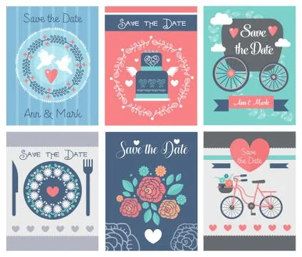 Vector set of wedding ornaments and decorative elements, vintage banner Stock Illustration