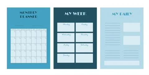 Vector set of weekly planner, to do list, note, background with doodle pirate Stock Illustration