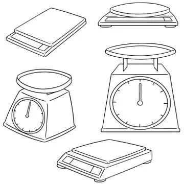 Vector set of weighing machine Stock Illustration
