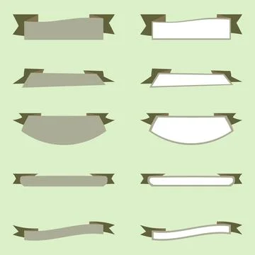 Vector set of white and gray flat ribbon banners Stock Illustration
