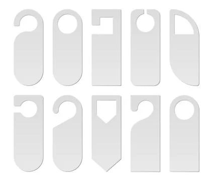 Vector Set of White Blank Paper Plastic Door Handle Lock Hangers Stock Illustration