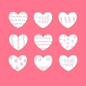 Vector of set white hearts Stock Illustration