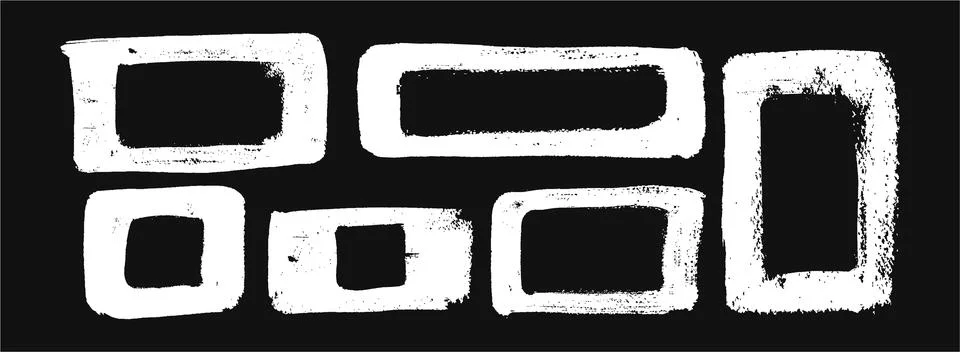 Vector set of white irregular text box frames drawn in crayon, pastel, chalk 스톡 일러스트