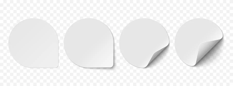 Vector set of white paper circle stickers isolated on transparent background Stock Illustration