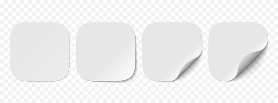 Vector set of white paper squircle stickers isolated on transparent backgroun Stock Illustration
