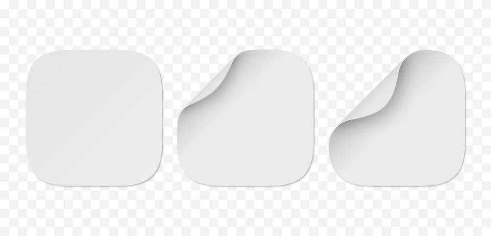 Vector set of white paper squircle stickers isolated on transparent backgroun Stock Illustration