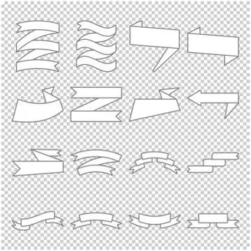 Vector set of white ribbons on a chess background Stock Illustration