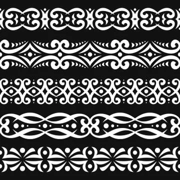 Vector set of white seamless borders Stock Illustration