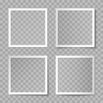 Vector set of white square photo card frames Stock Illustration